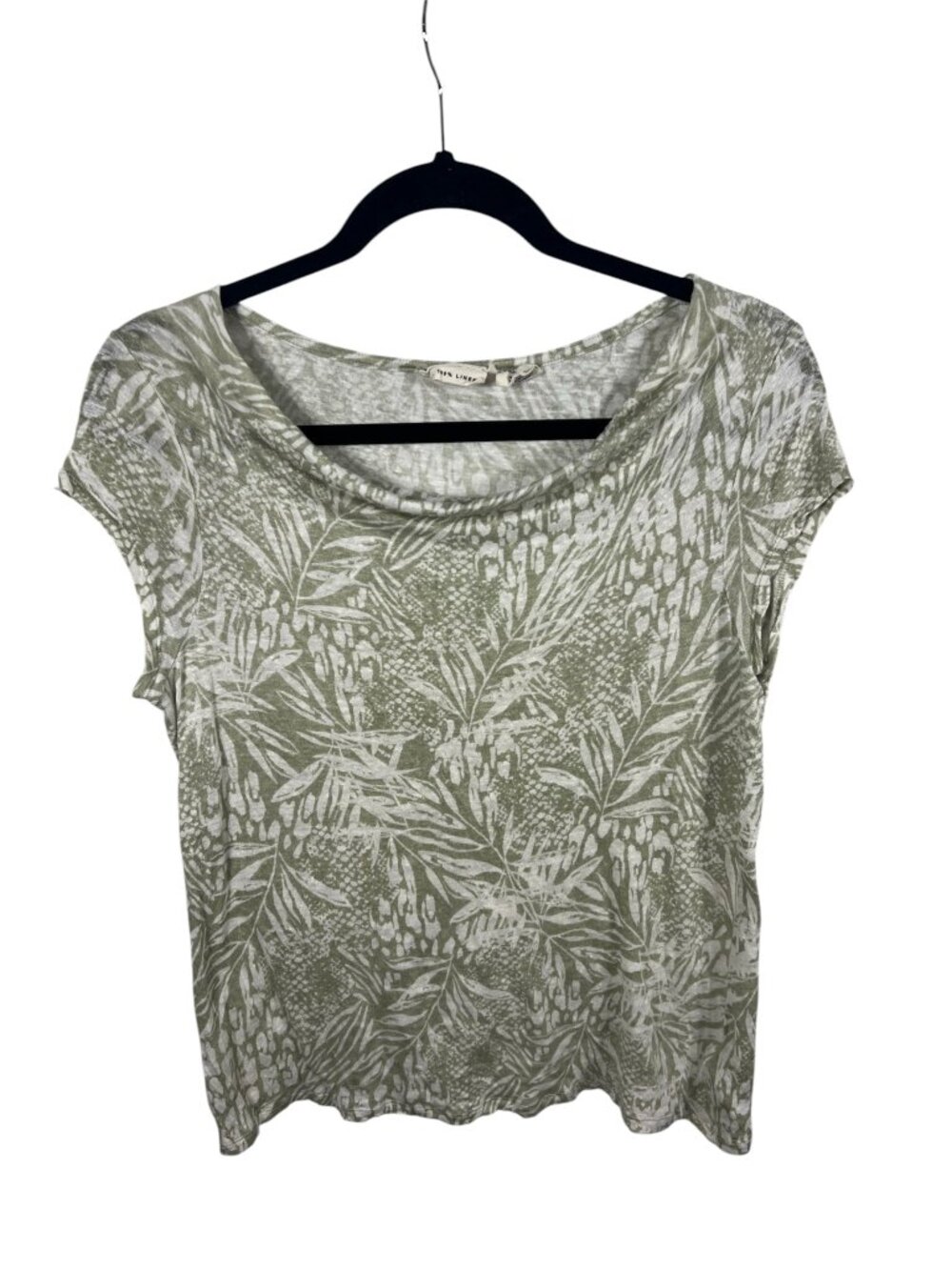 Christian Siriano Top Womens Medium Linen Lightweight Floral Knit Tee Capsule